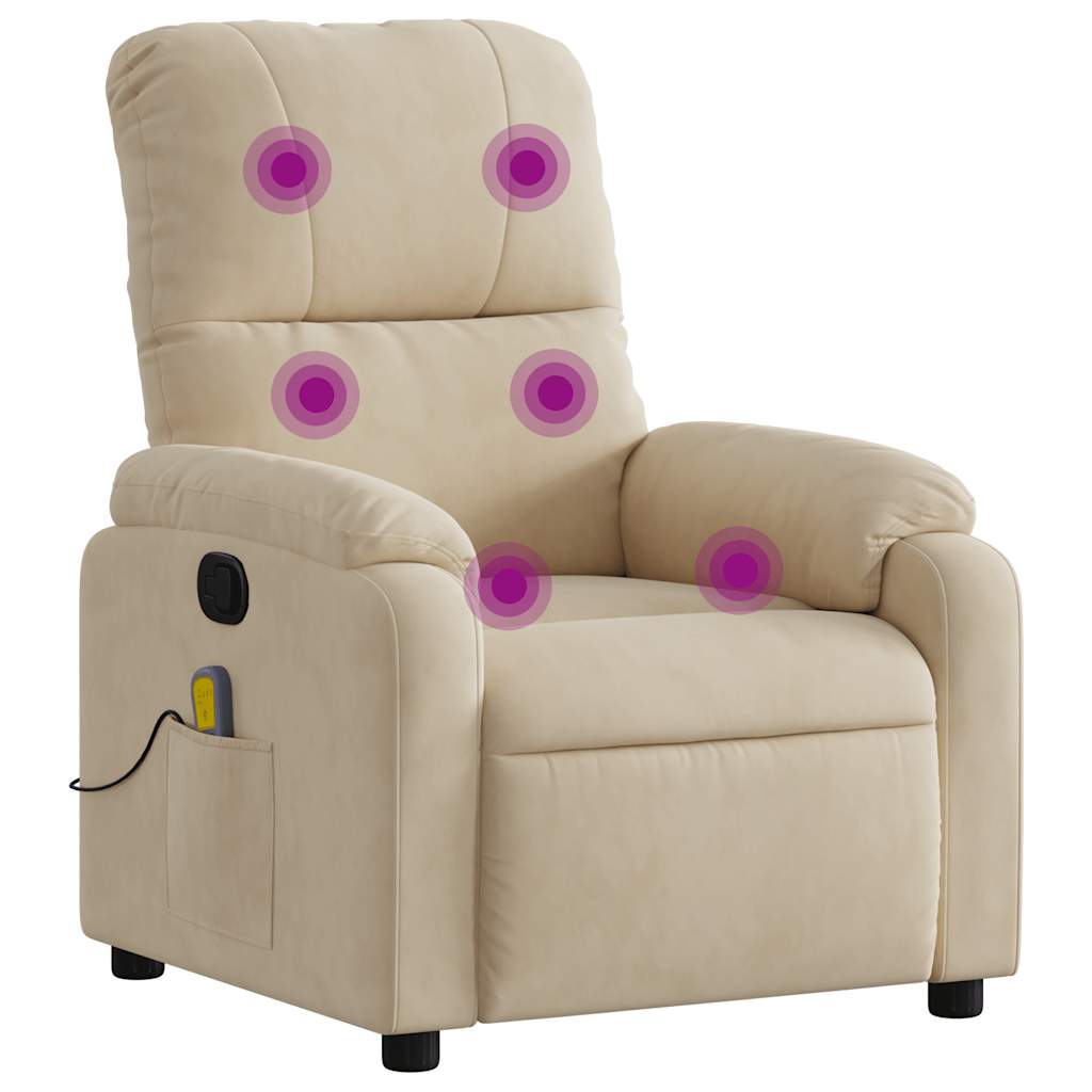 Fauteuil inclinable de massage crème tissu microfibre - XIOS