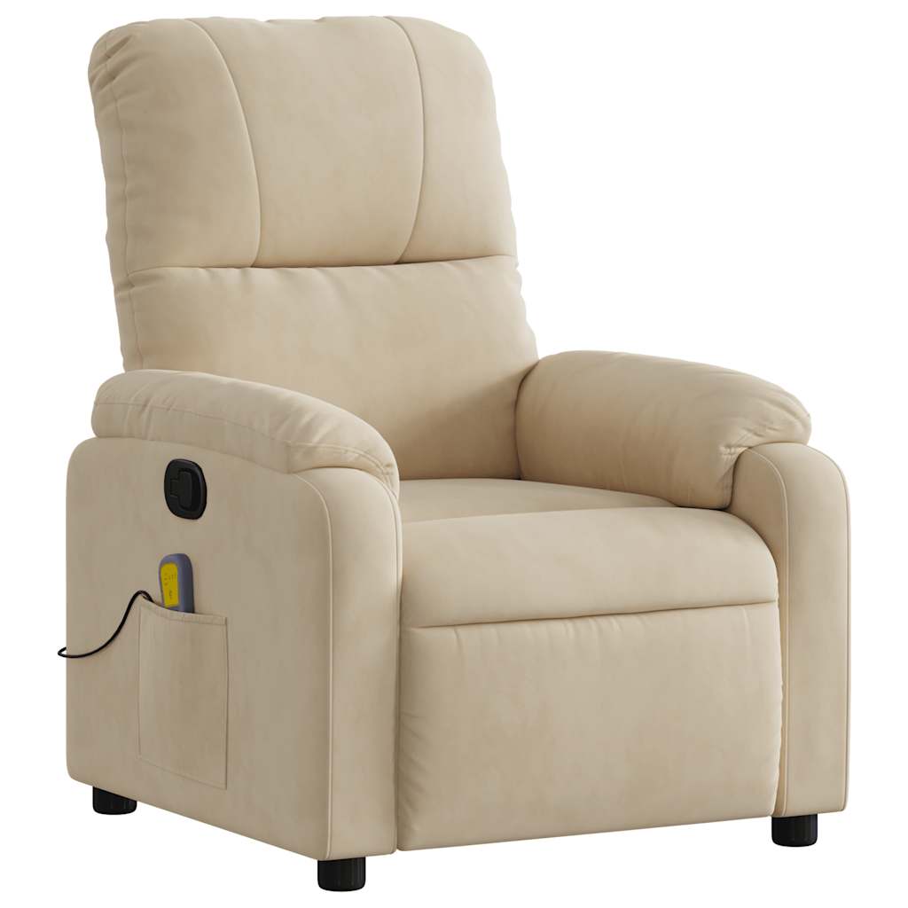 Fauteuil inclinable de massage crème tissu microfibre - XIOS