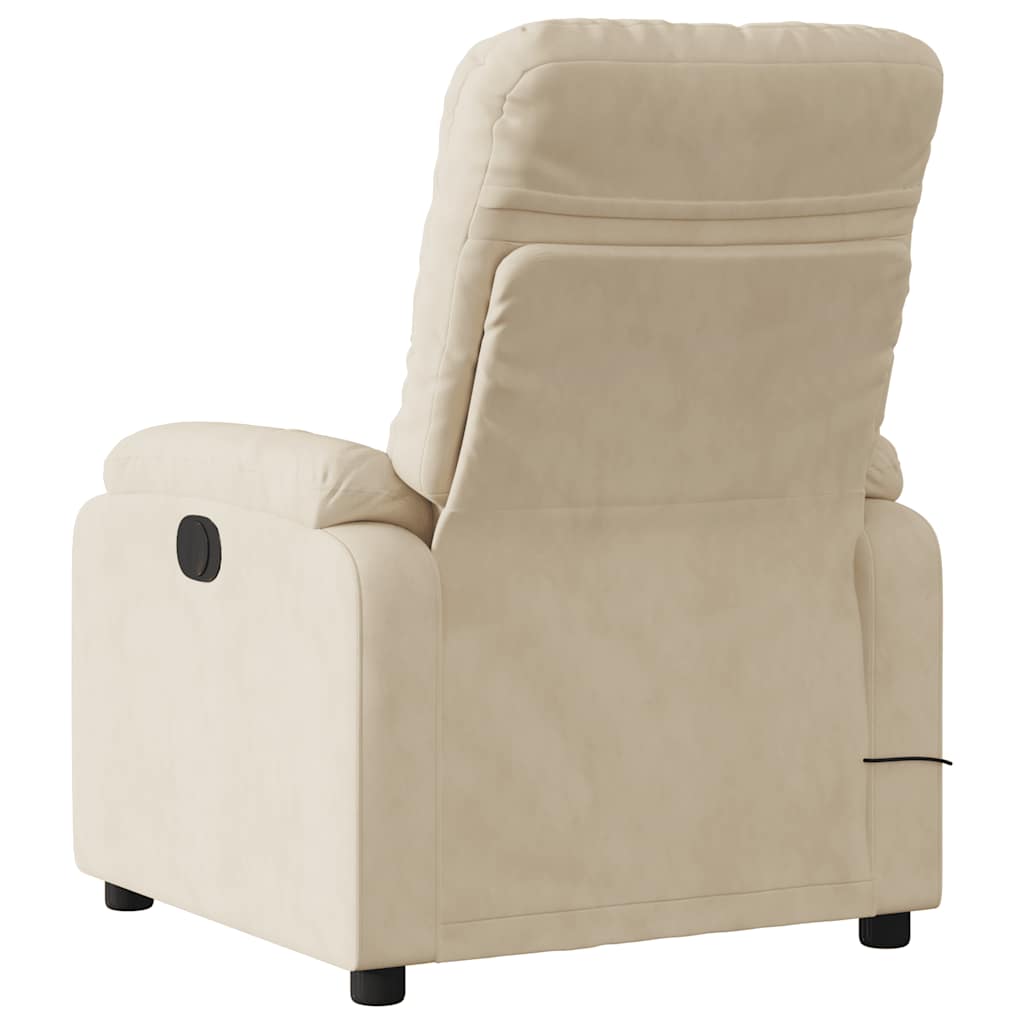 Fauteuil inclinable de massage crème tissu microfibre