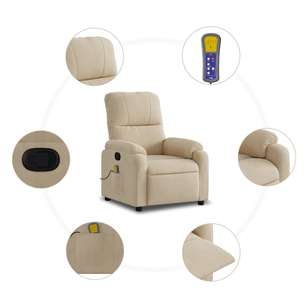 Fauteuil inclinable de massage crème tissu microfibre - XIOS