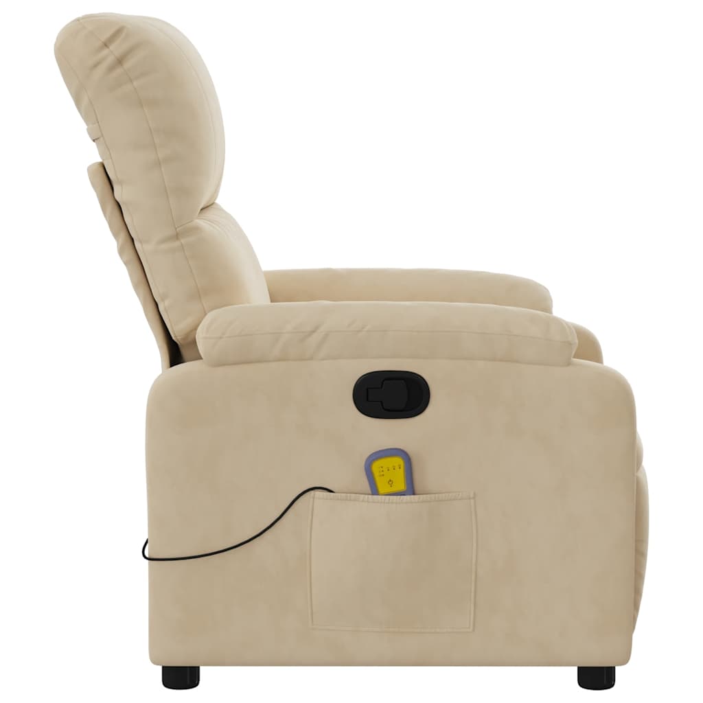 Fauteuil inclinable de massage crème tissu microfibre - XIOS