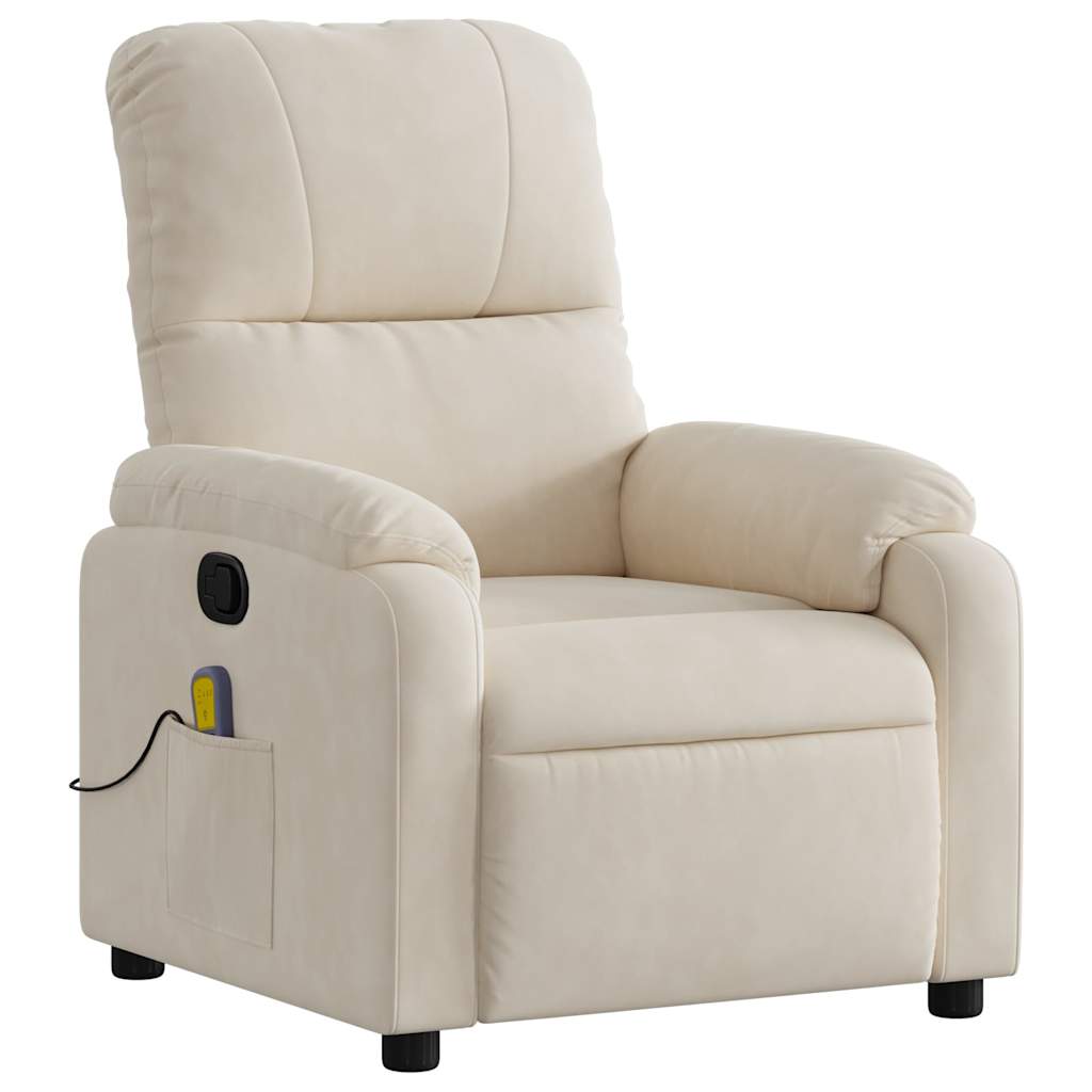 Fauteuil inclinable de massage beige tissu microfibre