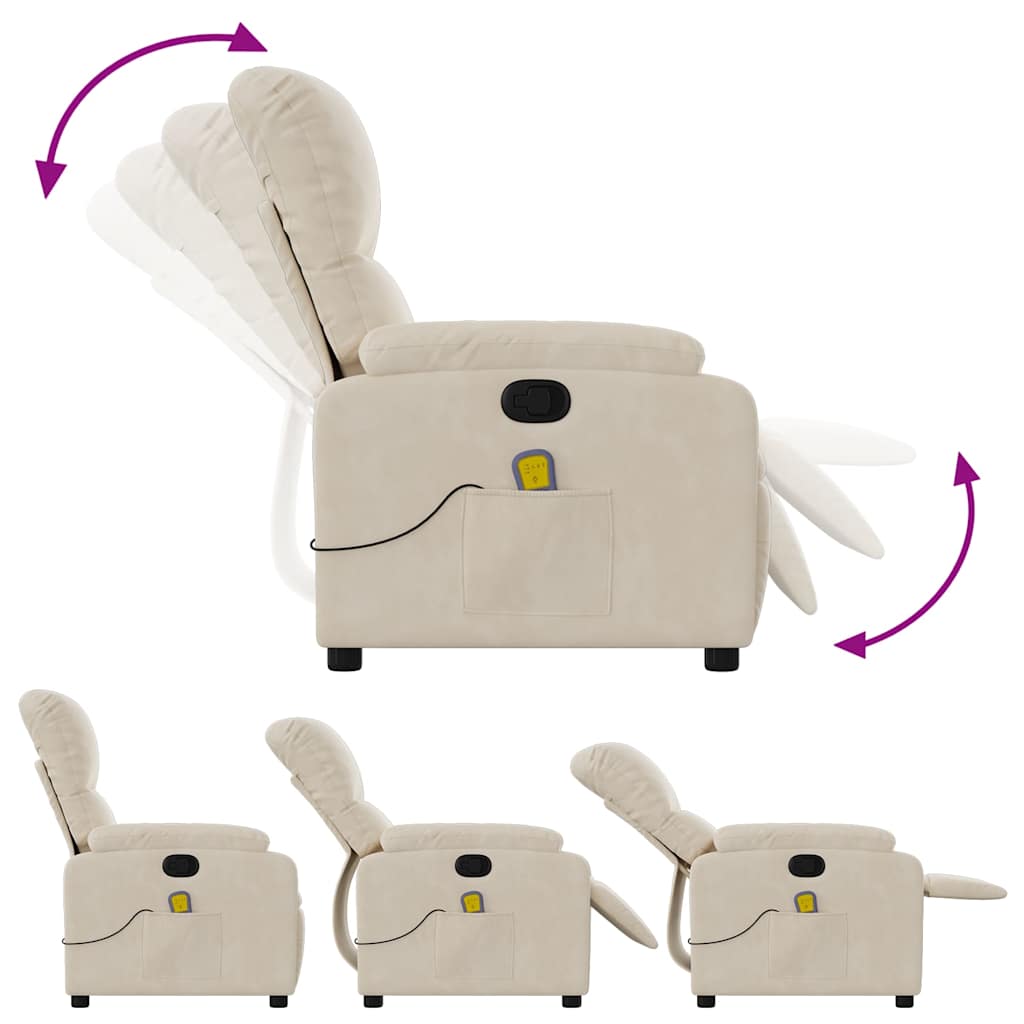 Fauteuil inclinable de massage beige tissu microfibre