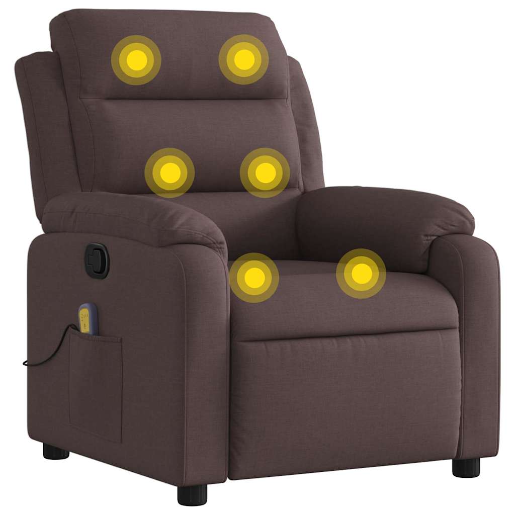 Fauteuil de massage inclinable Marron foncé Tissu