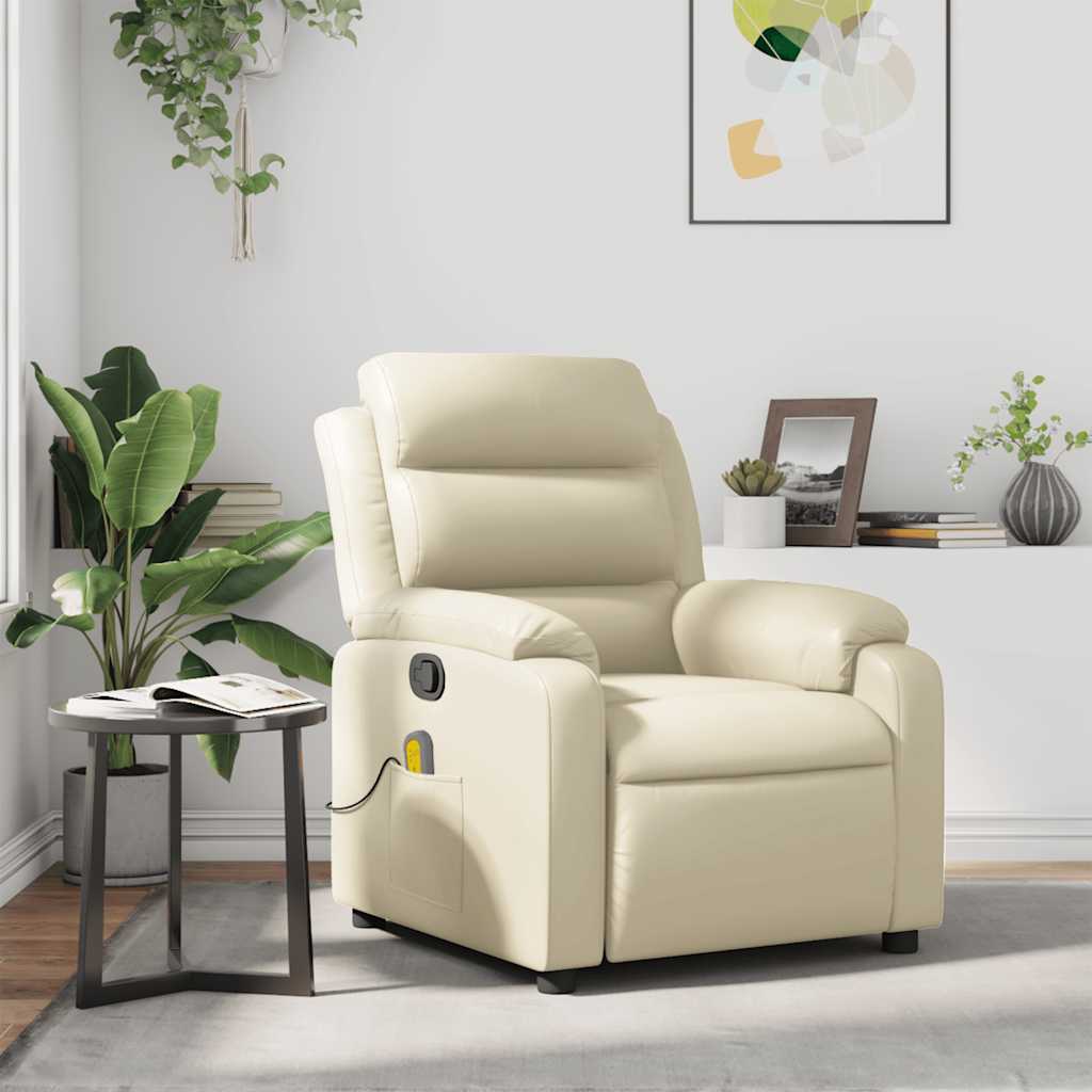 Fauteuil inclinable de massage Crème Similicuir - XIOS