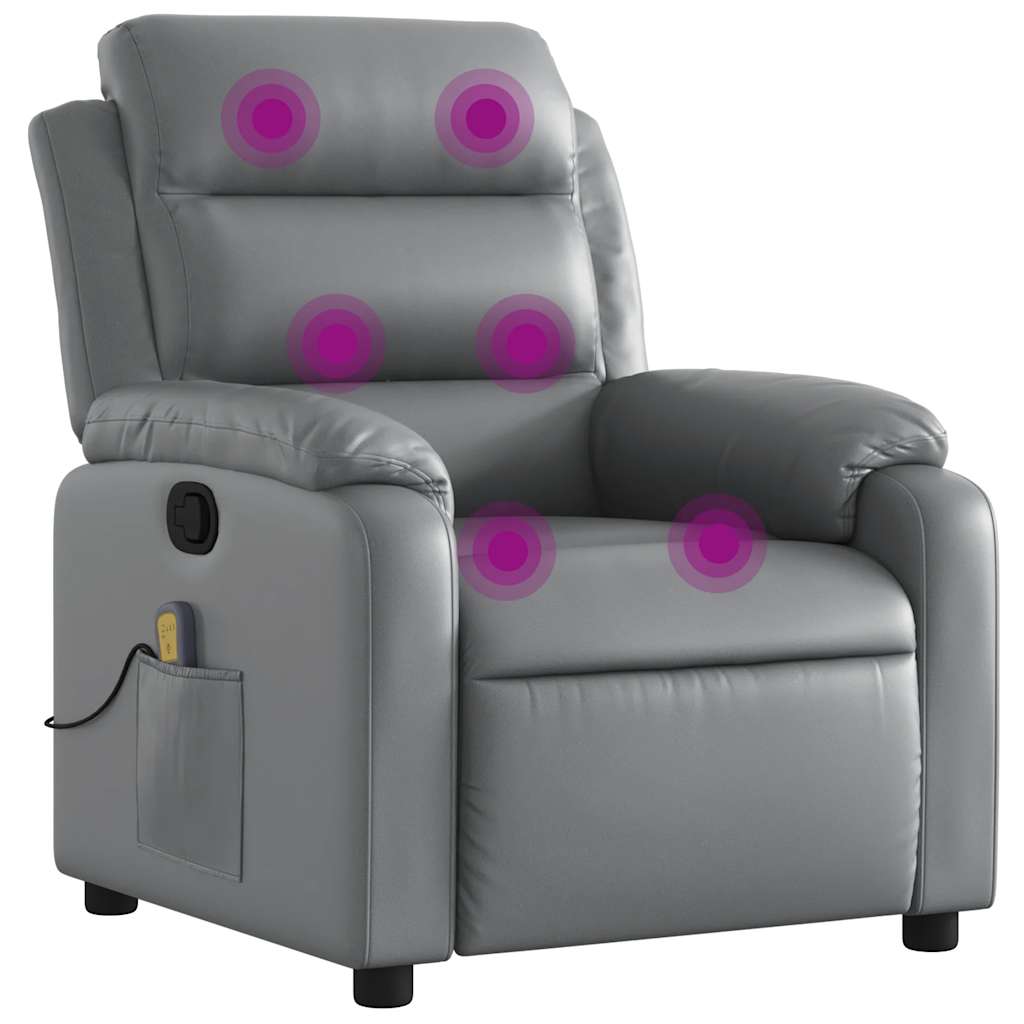 Fauteuil de massage inclinable Gris Similicuir - XIOS