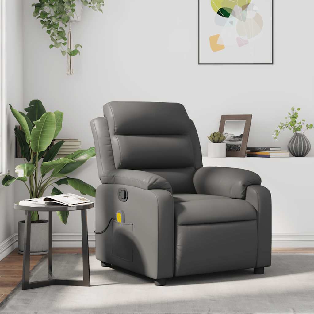 Fauteuil de massage inclinable Gris Similicuir - XIOS