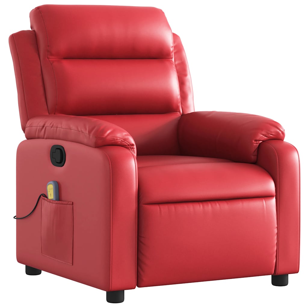 Fauteuil de massage inclinable rouge similicuir