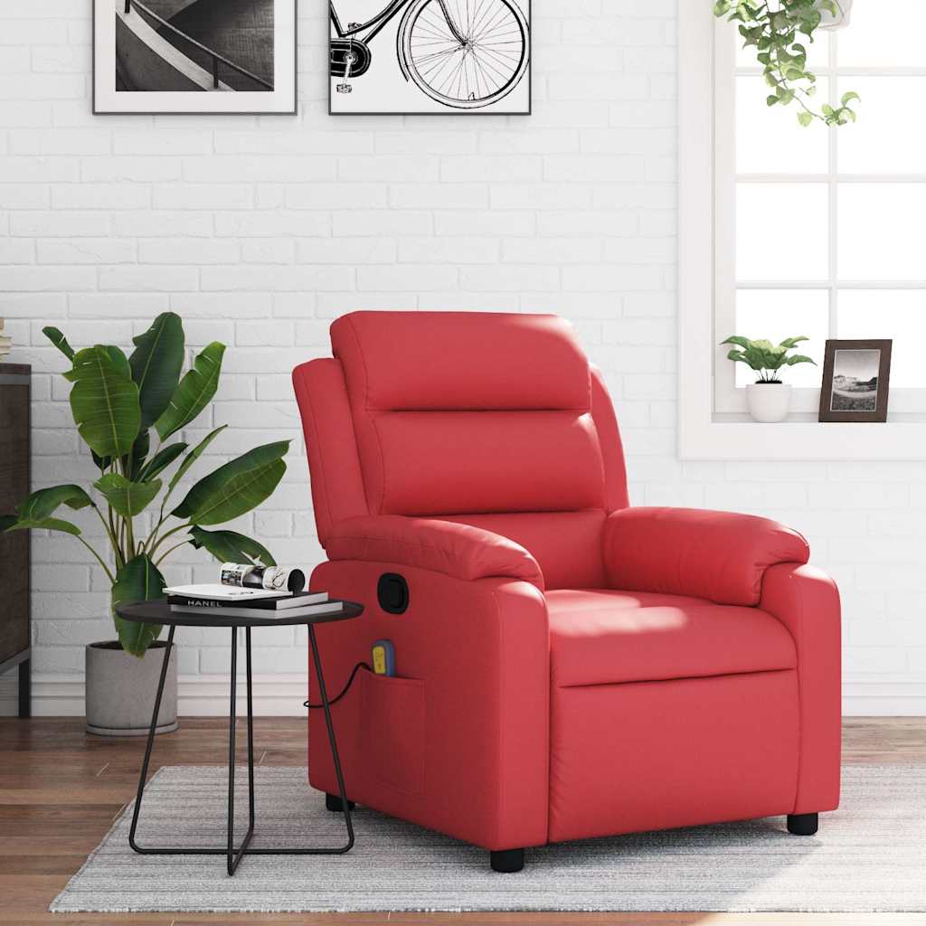Fauteuil de massage inclinable rouge similicuir - XIOS