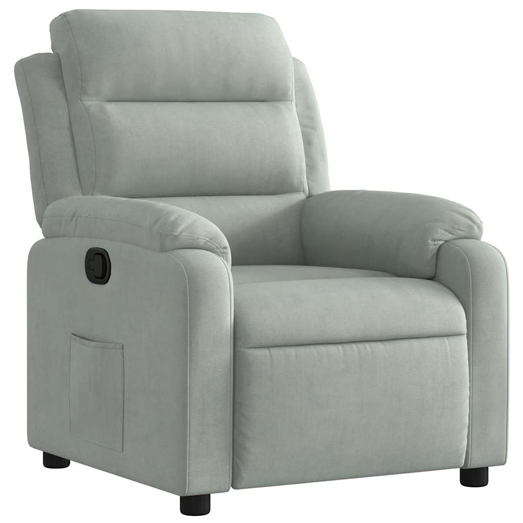 Fauteuil inclinable gris clair velours - XIOS