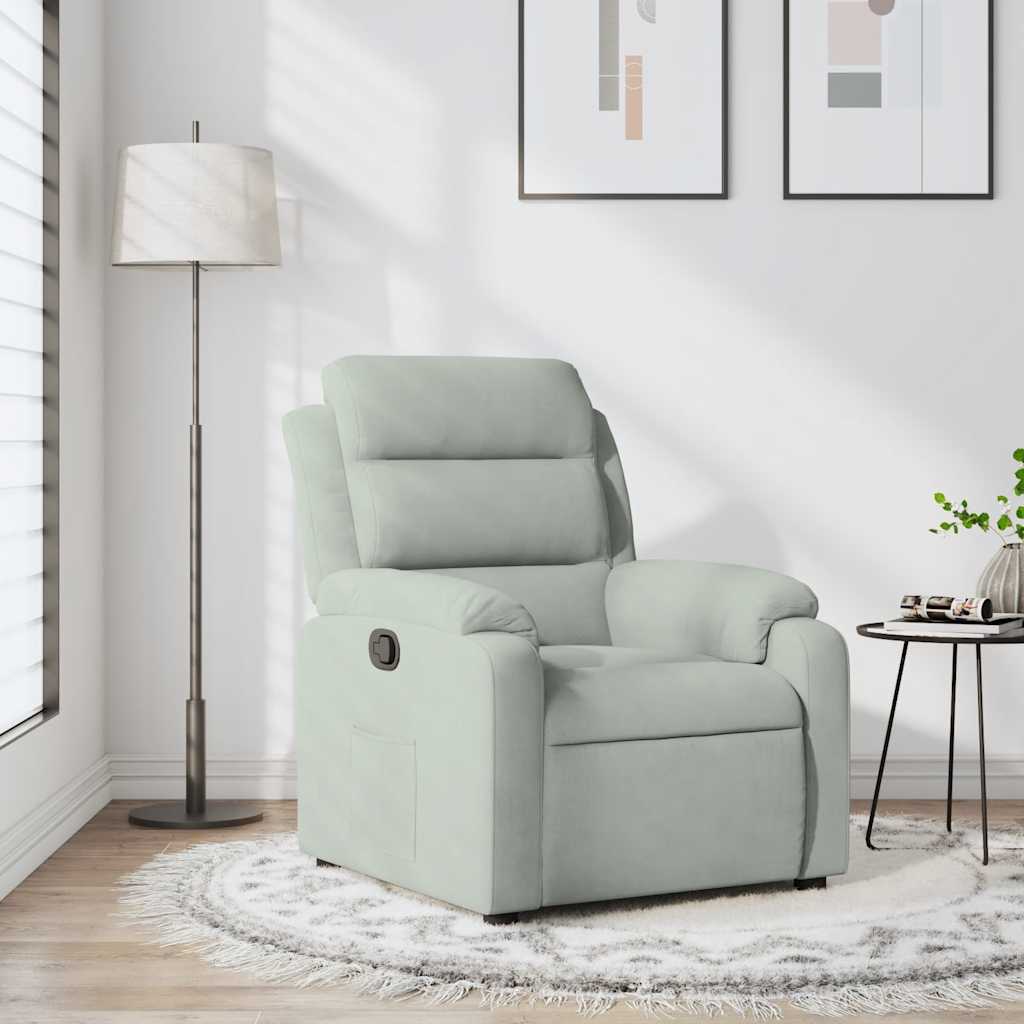 Fauteuil inclinable gris clair velours - XIOS