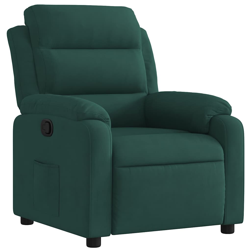 Fauteuil inclinable vert foncé velours - XIOS