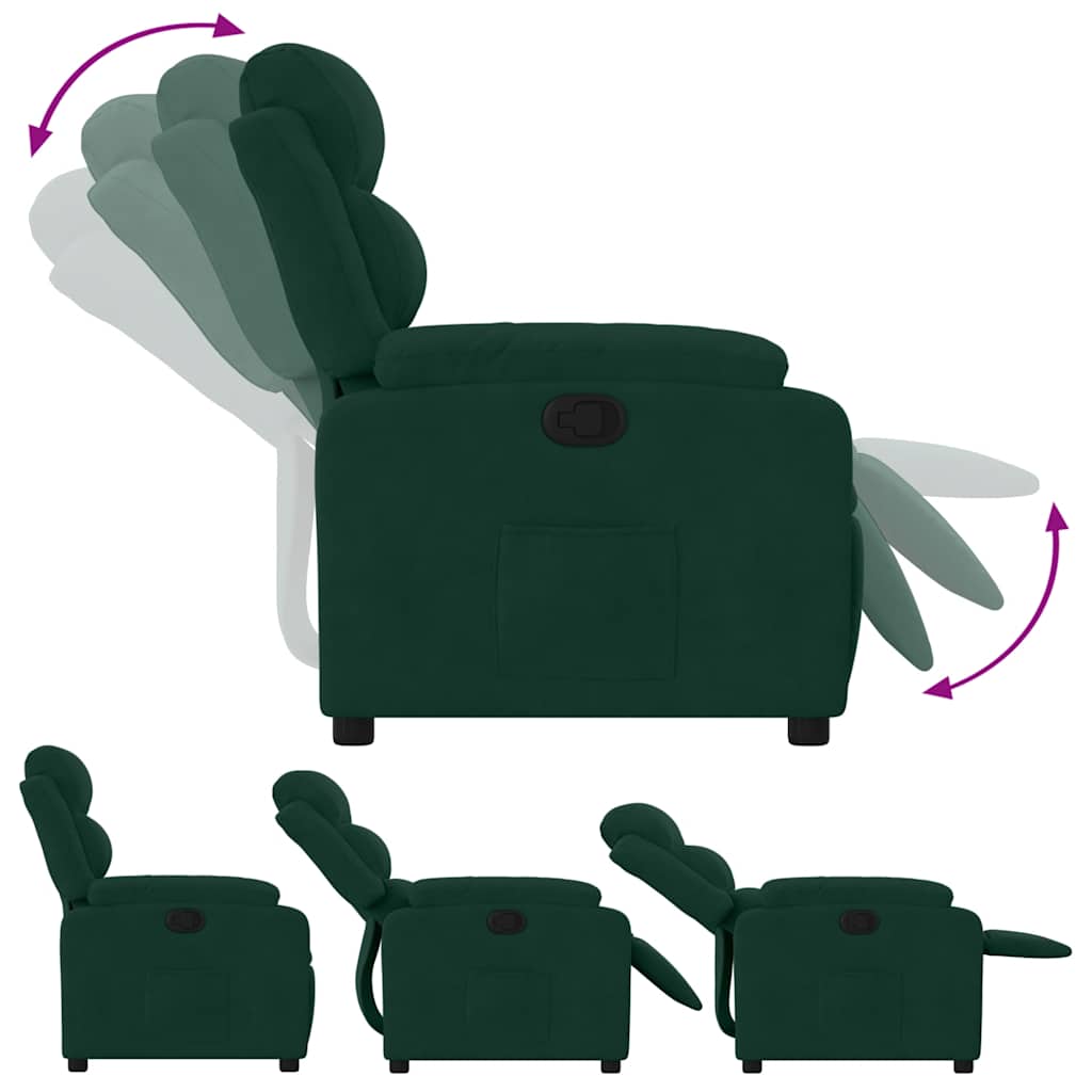 Fauteuil inclinable vert foncé velours - XIOS