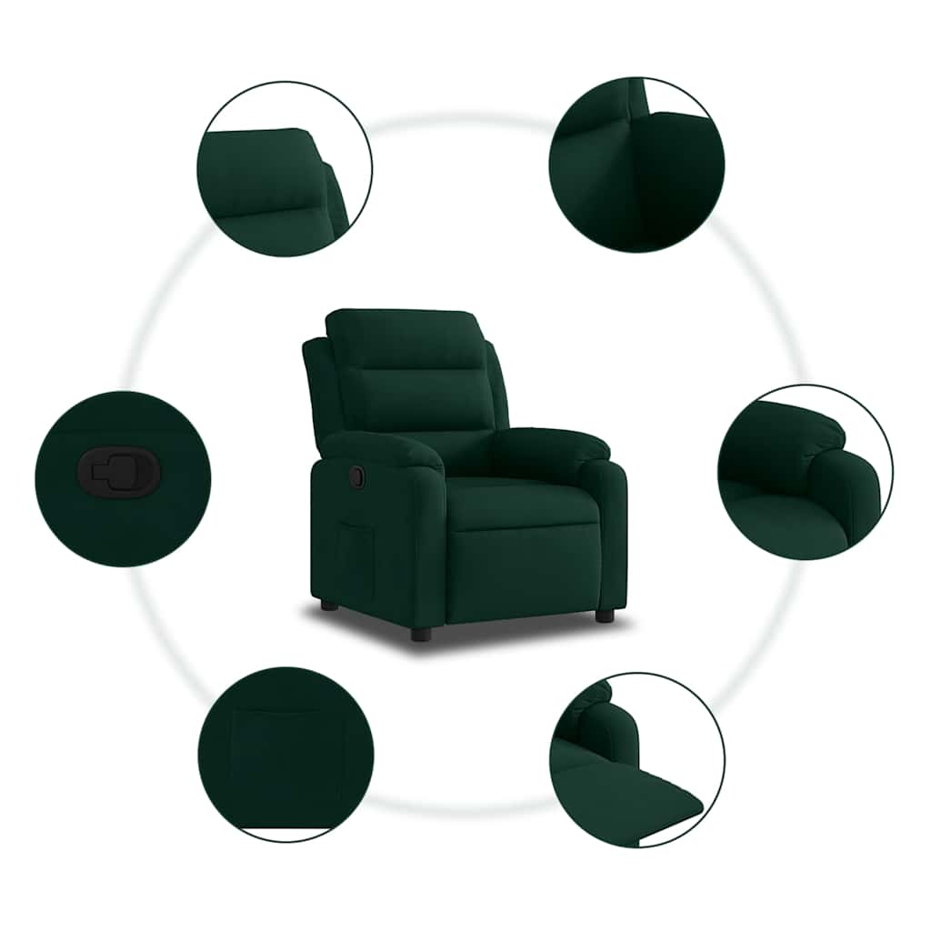 Fauteuil inclinable vert foncé velours - XIOS
