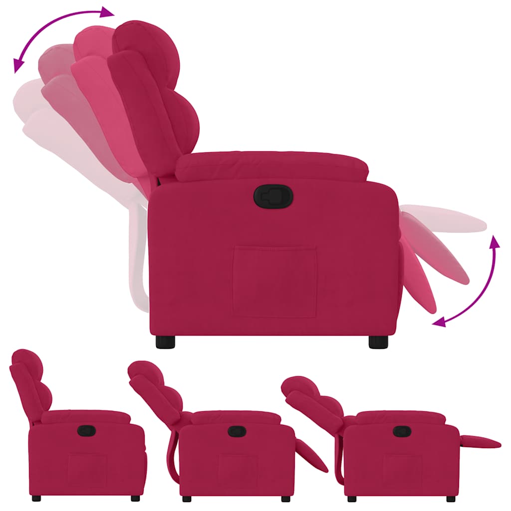 Fauteuil inclinable rouge bordeaux velours