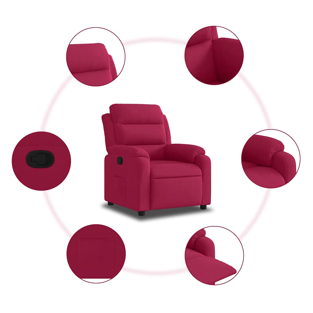 Fauteuil inclinable rouge bordeaux velours