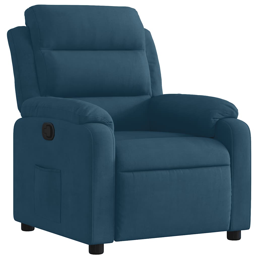 Fauteuil inclinable bleu velours - XIOS