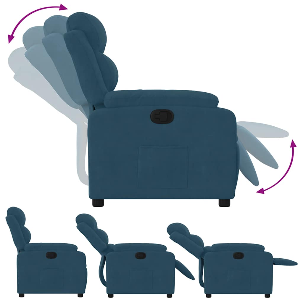 Fauteuil inclinable bleu velours - XIOS