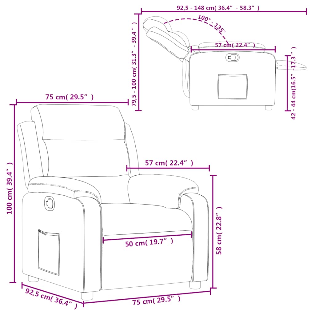 Fauteuil inclinable bleu velours - XIOS