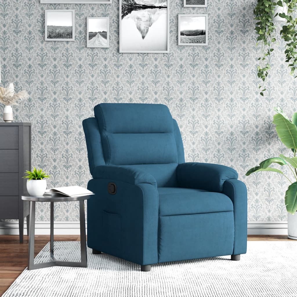 Fauteuil inclinable bleu velours - XIOS