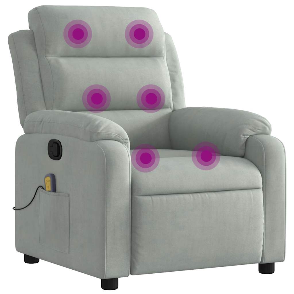 Fauteuil de massage inclinable gris clair velours - XIOS