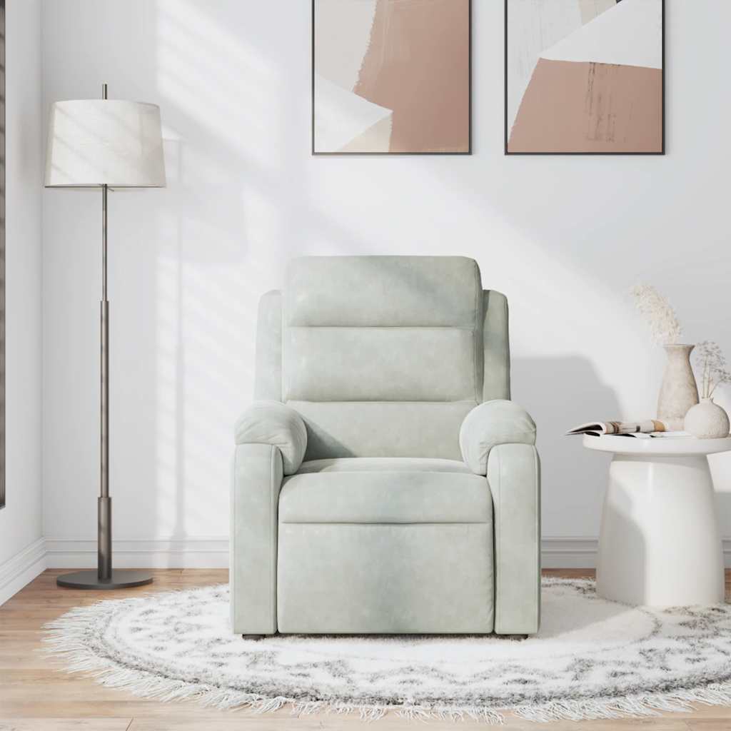 Fauteuil de massage inclinable gris clair velours - XIOS
