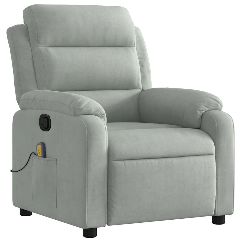 Fauteuil de massage inclinable gris clair velours - XIOS