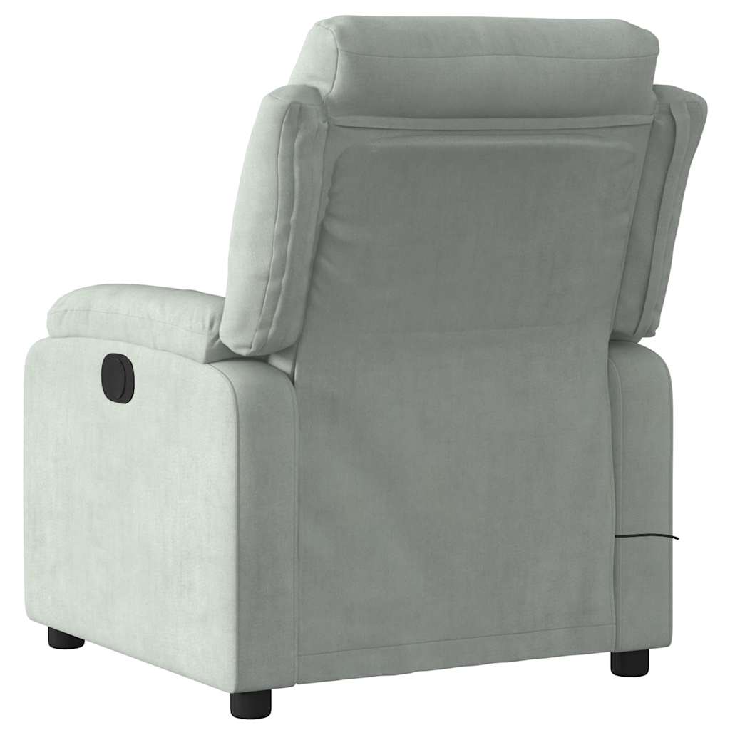 Fauteuil de massage inclinable gris clair velours - XIOS