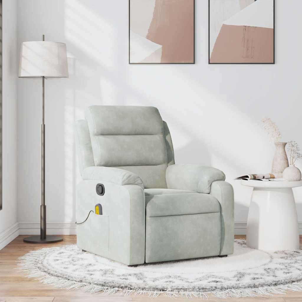 Fauteuil de massage inclinable gris clair velours - XIOS