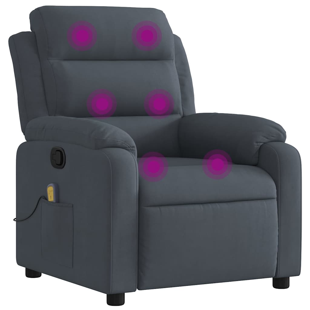 Fauteuil de massage inclinable gris foncé velours - XIOS