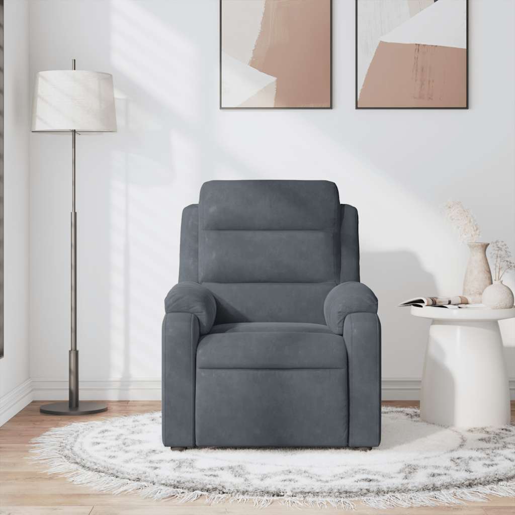Fauteuil de massage inclinable gris foncé velours - XIOS