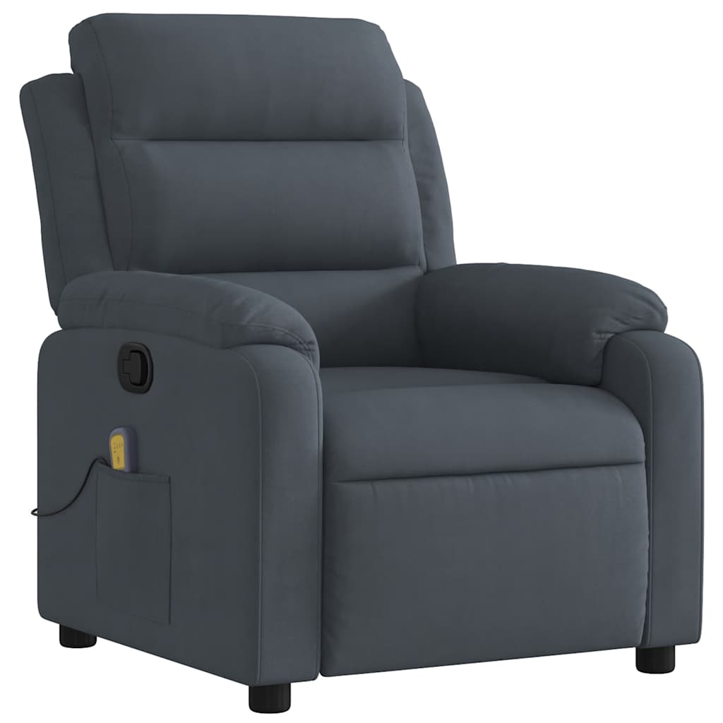 Fauteuil de massage inclinable gris foncé velours - XIOS