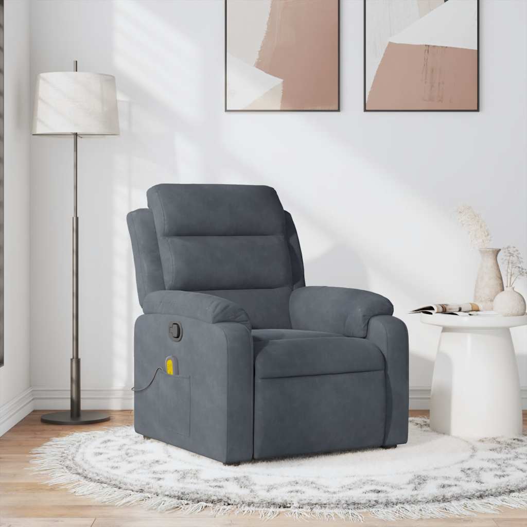 Fauteuil de massage inclinable gris foncé velours - XIOS