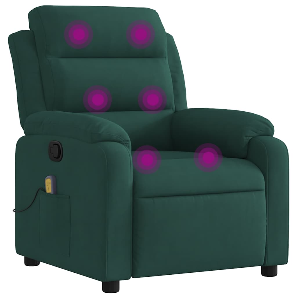 Fauteuil de massage inclinable vert foncé velours - XIOS