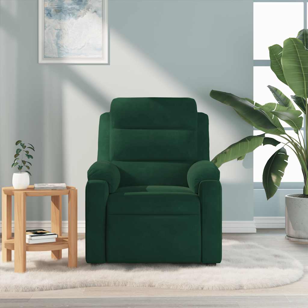 Fauteuil de massage inclinable vert foncé velours - XIOS
