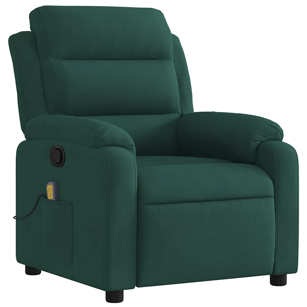 Fauteuil de massage inclinable vert foncé velours - XIOS