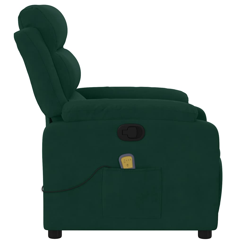 Fauteuil de massage inclinable vert foncé velours - XIOS