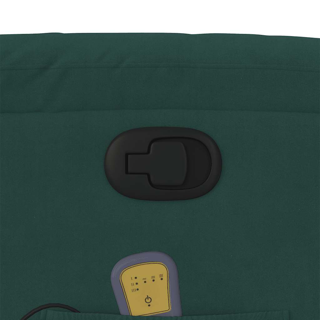 Fauteuil de massage inclinable vert foncé velours - XIOS