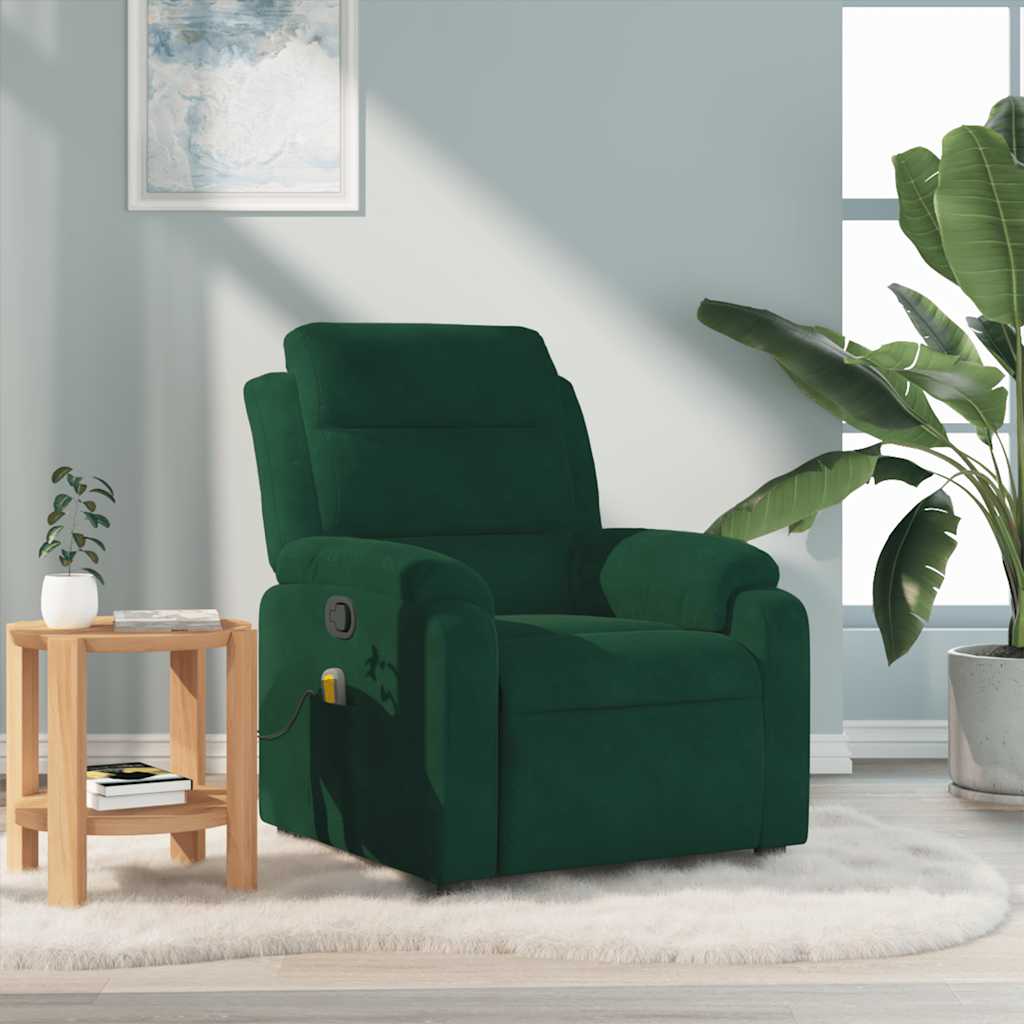 Fauteuil de massage inclinable vert foncé velours - XIOS