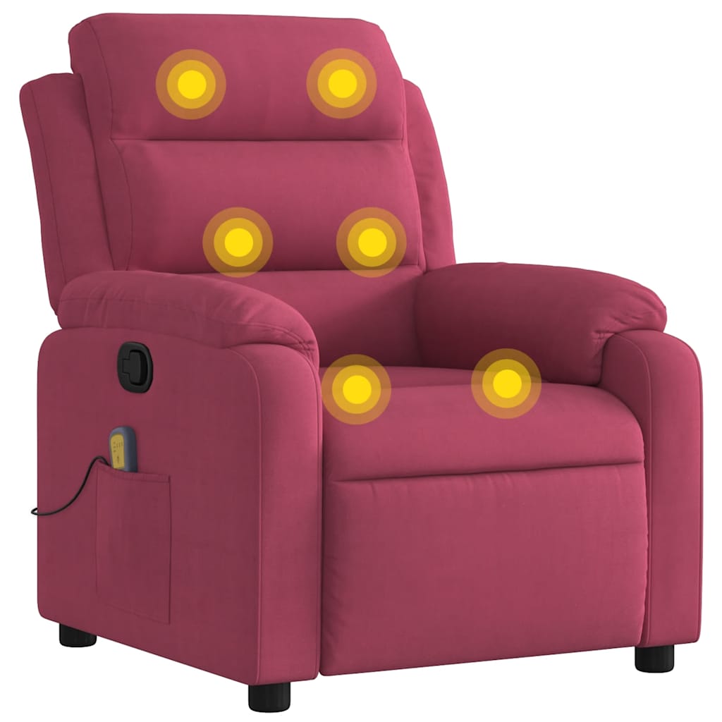 Fauteuil de massage inclinable rouge bordeaux velours - XIOS