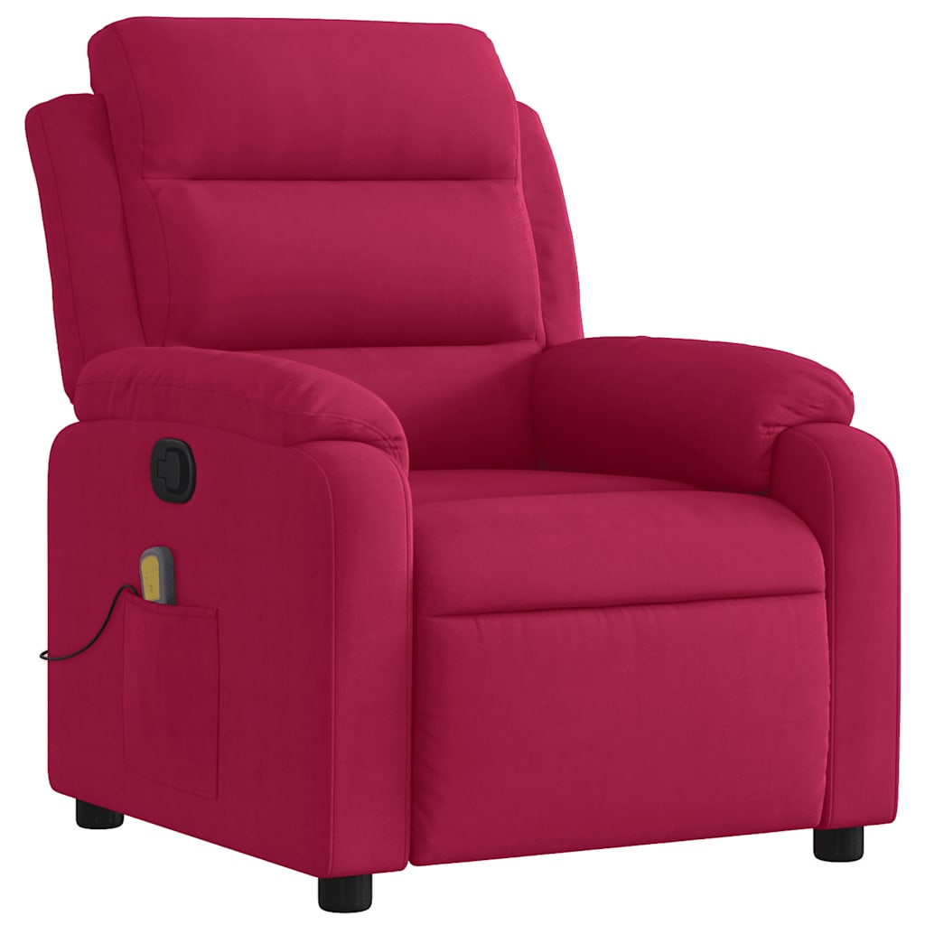 Fauteuil de massage inclinable rouge bordeaux velours - XIOS