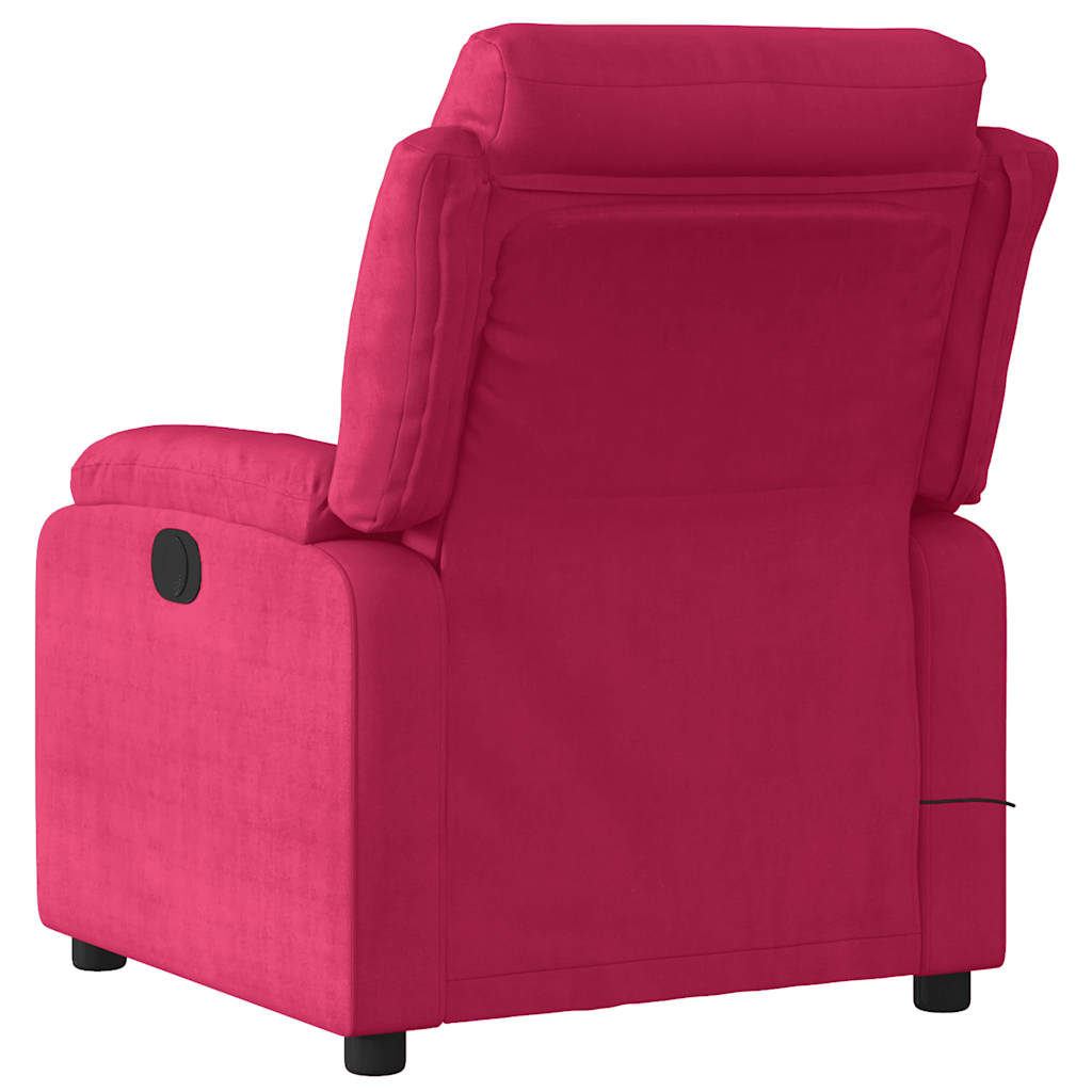 Fauteuil de massage inclinable rouge bordeaux velours - XIOS