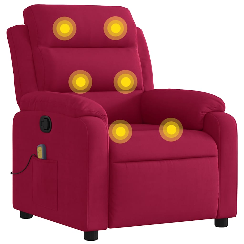 Fauteuil de massage inclinable rouge bordeaux velours - XIOS