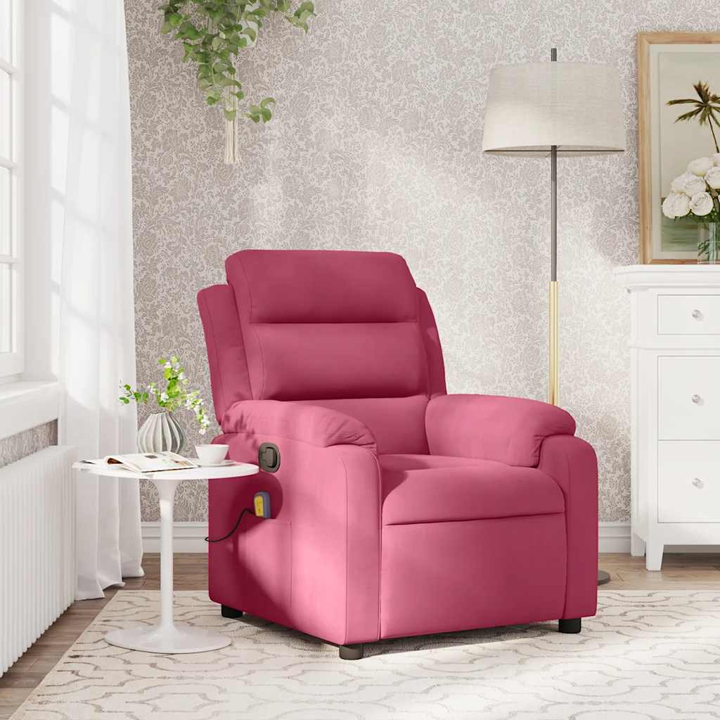 Fauteuil de massage inclinable rouge bordeaux velours - XIOS