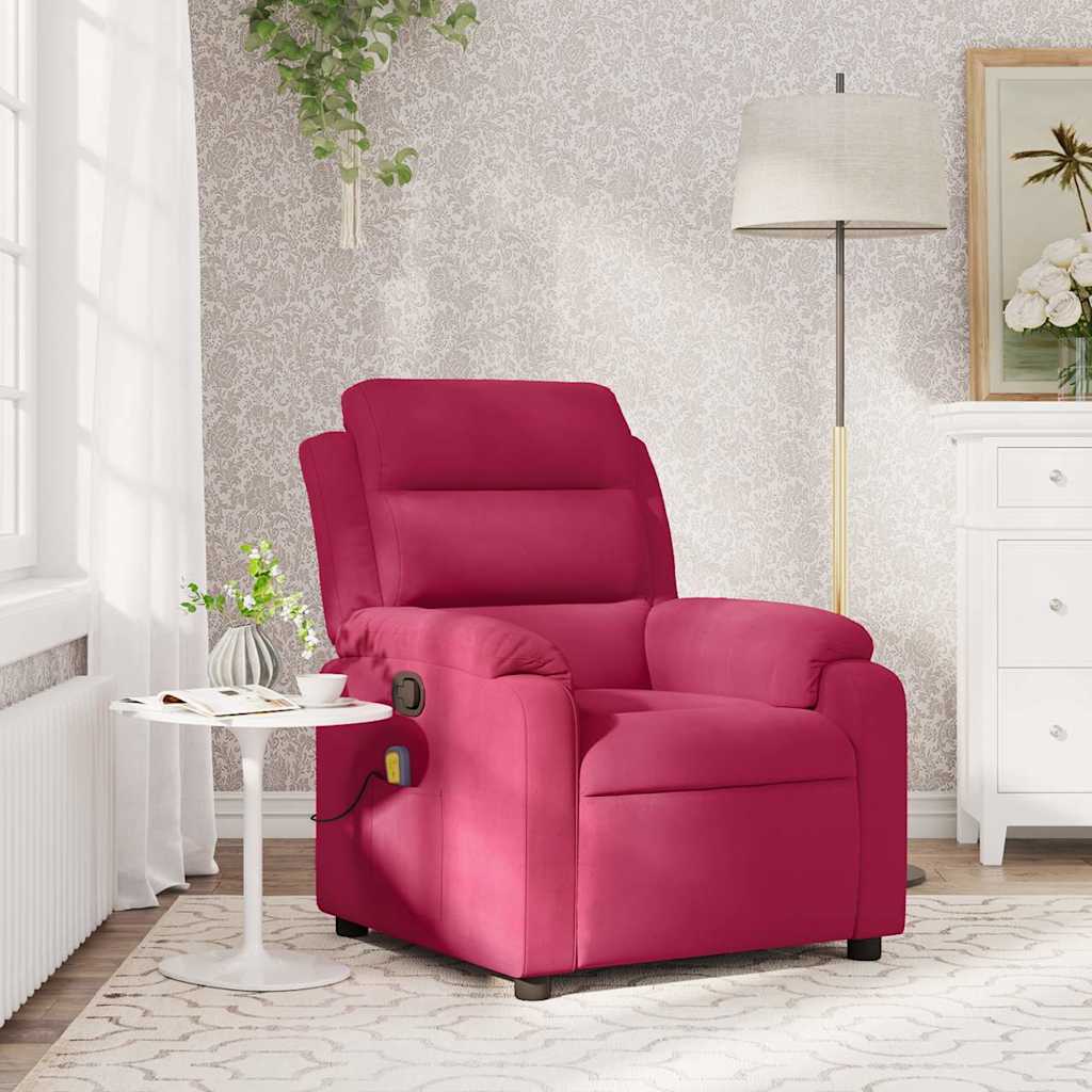 Fauteuil de massage inclinable rouge bordeaux velours - XIOS