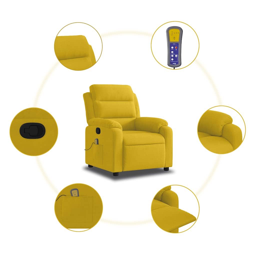 Fauteuil de massage inclinable jaune velours - XIOS