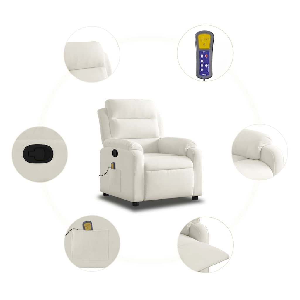 Fauteuil de massage inclinable crème velours - XIOS