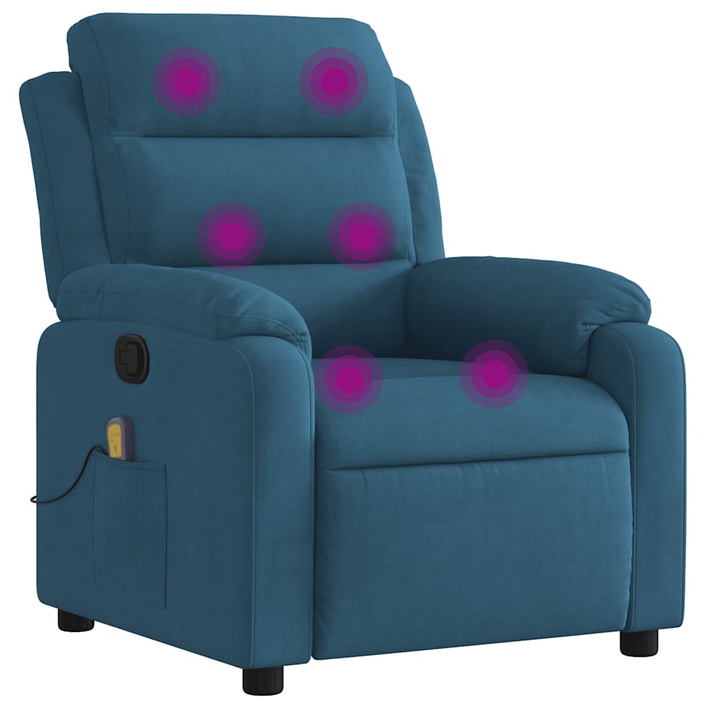 Fauteuil inclinable de massage bleu velours - XIOS