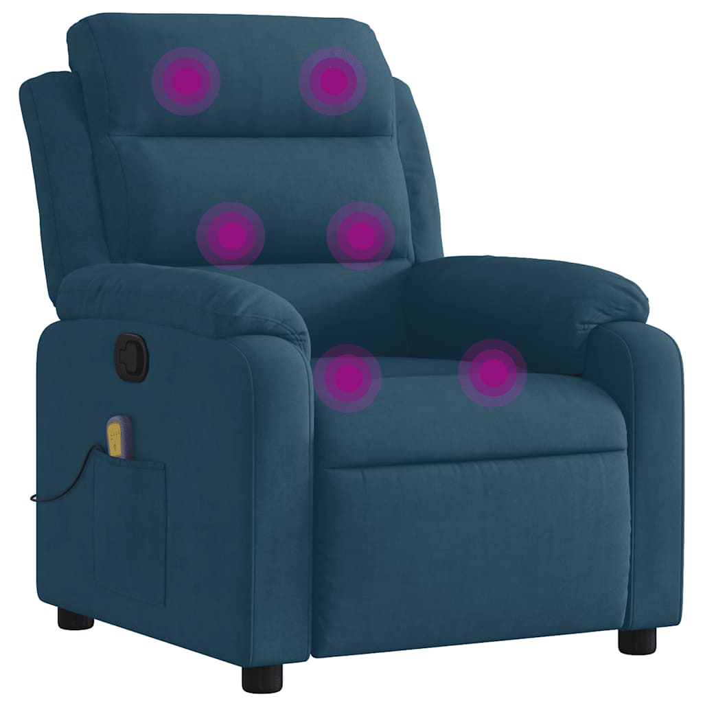 Fauteuil inclinable de massage bleu velours - XIOS