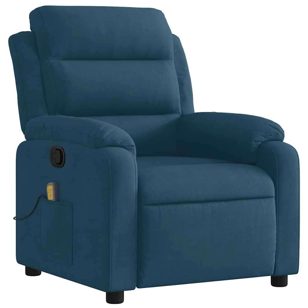 Fauteuil inclinable de massage bleu velours - XIOS